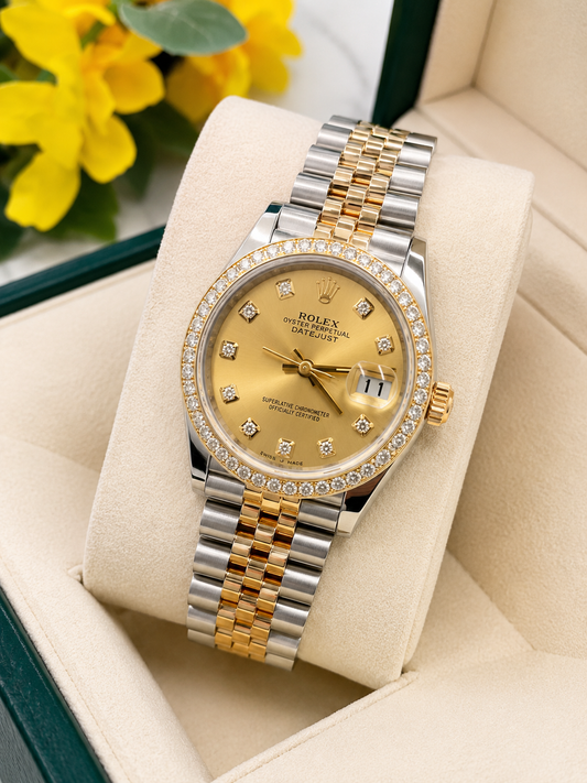 Rolex Datejust Two-Tone Gold Dial Diamond Bezel