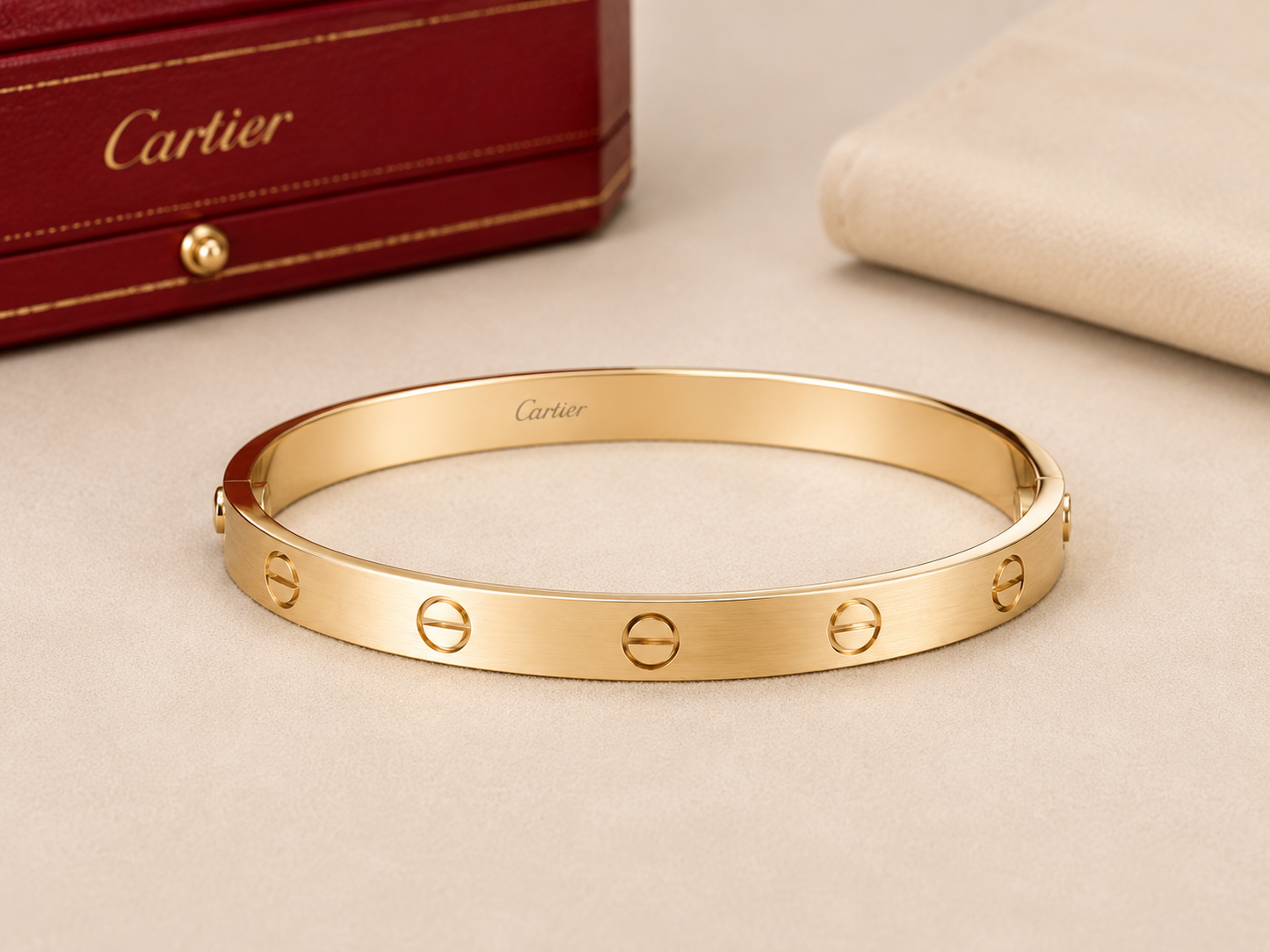 Cartier Love 18k Yellow Gold Bangle Bracelet with Screwdriver and Box