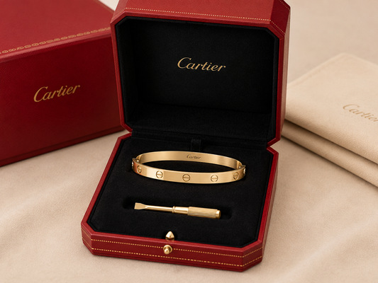 Cartier Love 18k Yellow Gold Bangle Bracelet with Screwdriver and Box